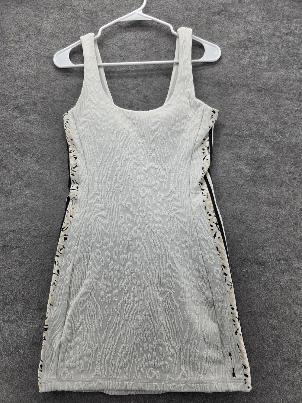 The Upside Dress Womens Medium White Jacquard Knit Built In Bra Leopard Panels